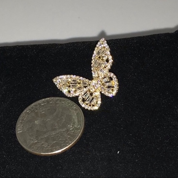 Baguette Butterfly Earring - Picture 9 of 10